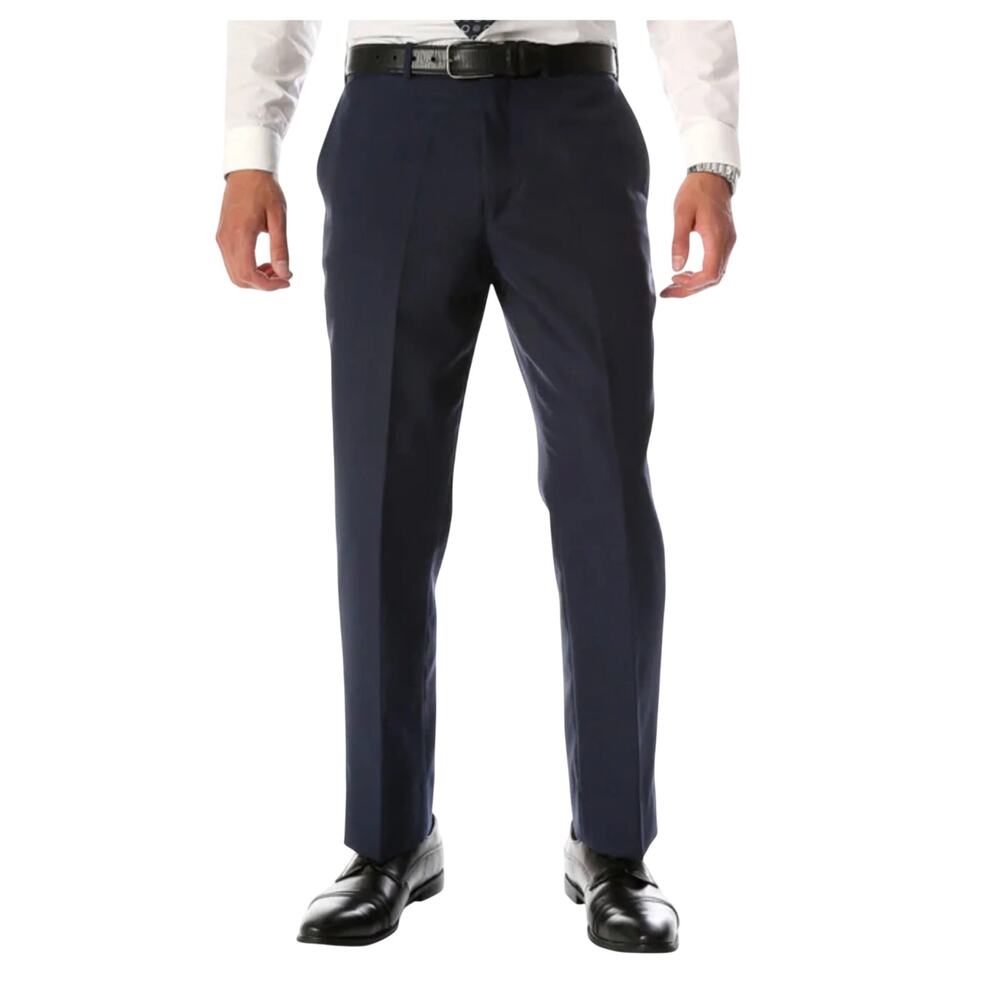 BERLE Men's Classic Dress Pants 42x34 Navy Blue Flat Front Career Formal NWOT